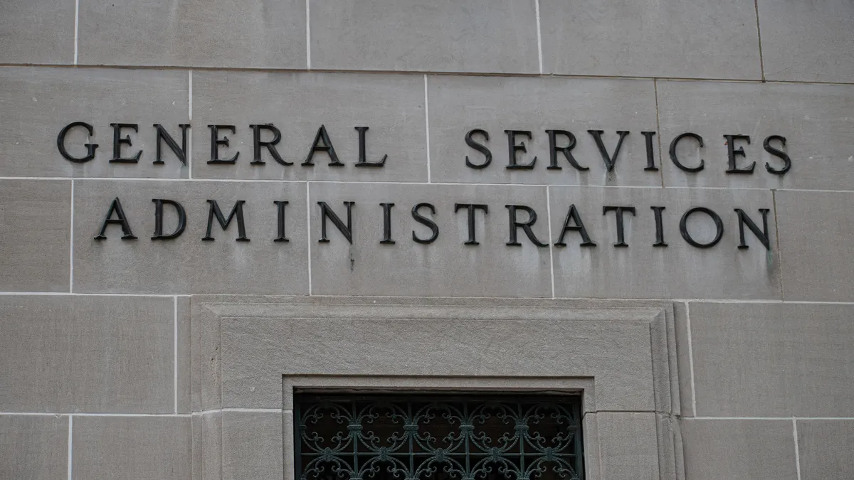 The front of the General Services Administration headquarters