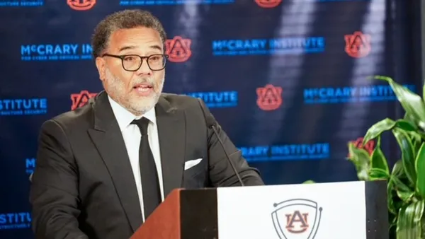 National Cyber Director Harry Coker Jr. delivers keynote on the national cybersecurity strategy implementation plan on May 22, 2024 at the McCrary Institute at Auburn University in Washington D.C.