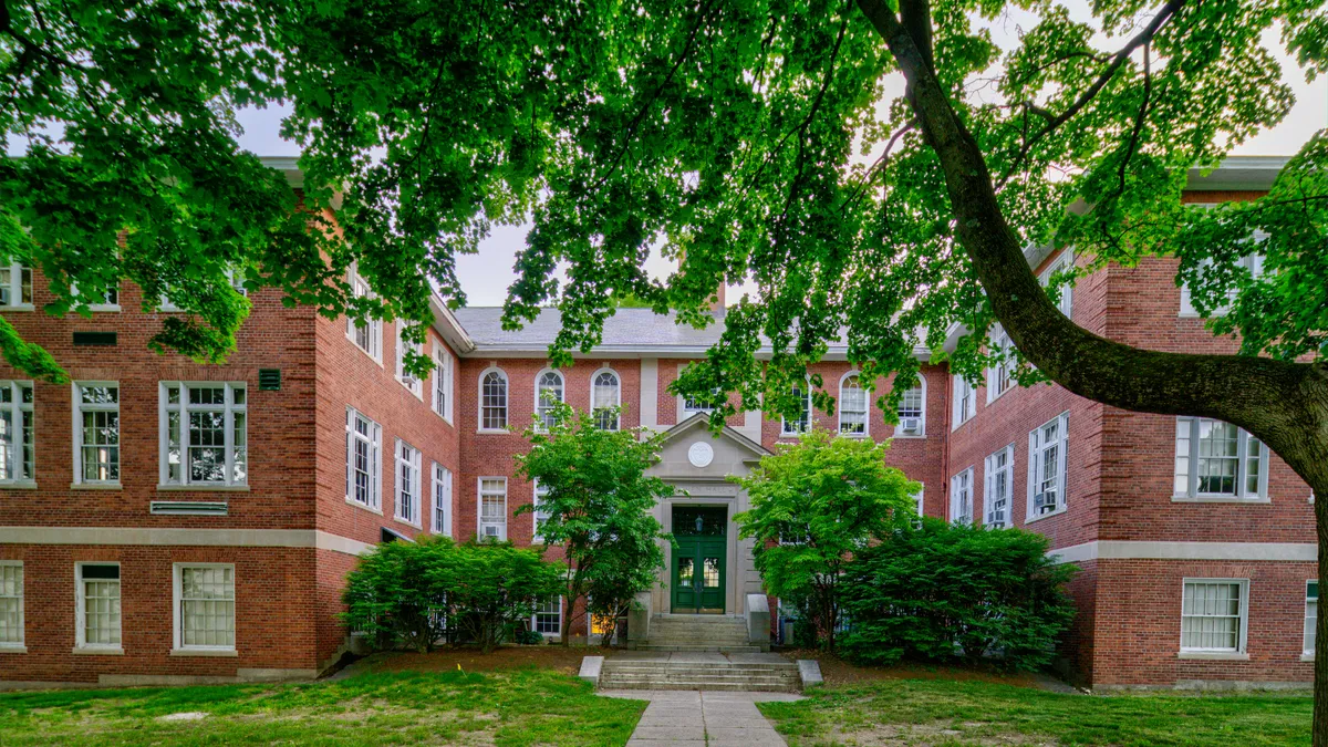 The entryway to Kaven Hall at Worcester Polytechnic Institute, in Massachusetts.