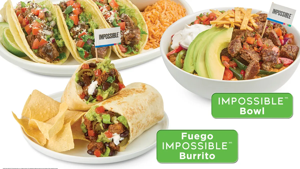 An image of several plant-based meat items from Baja Fresh