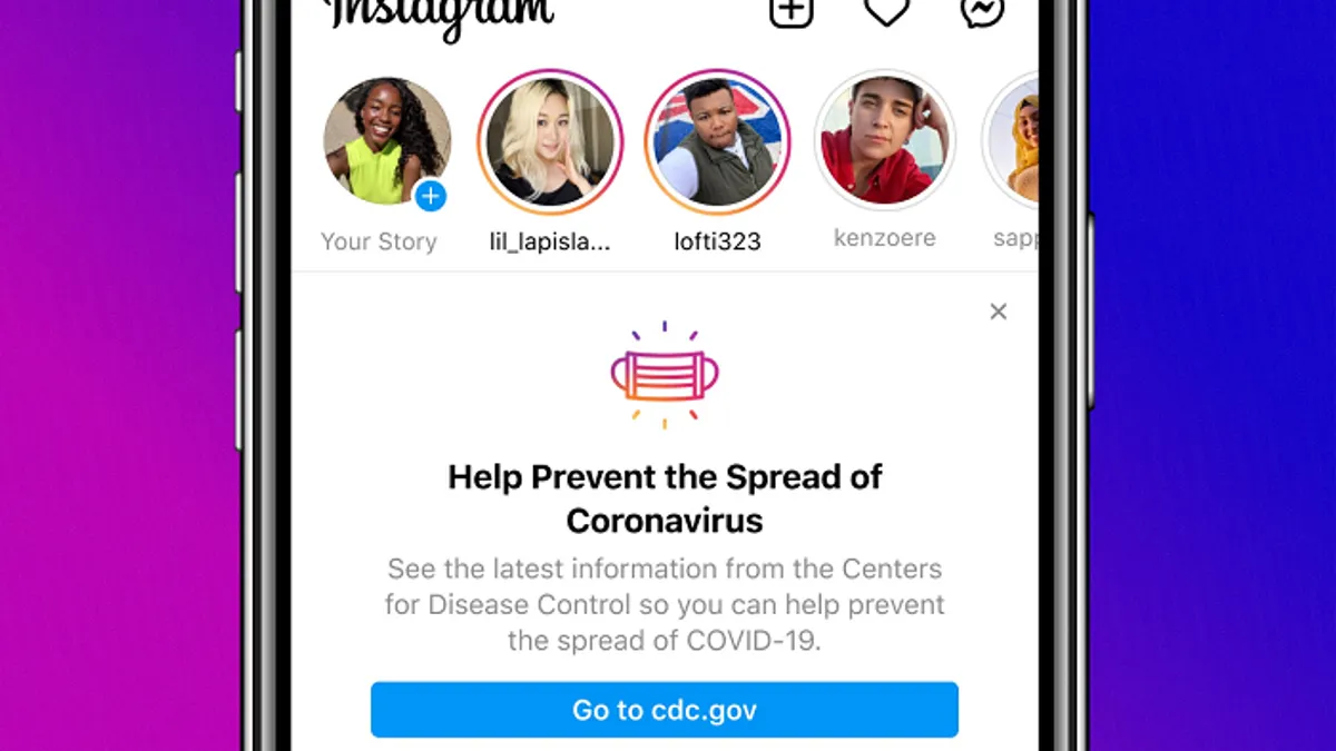 Instagram COVID-19 prompts