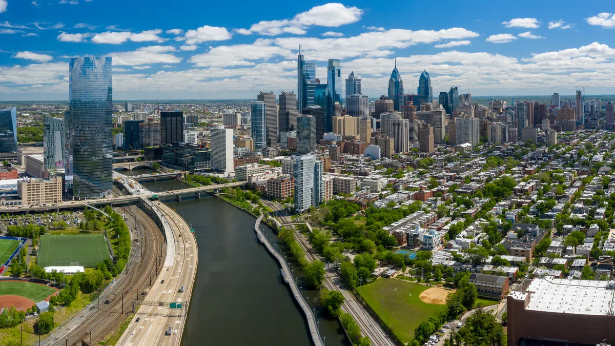 aerial view of downtown Philadelphia, Pennsylvania