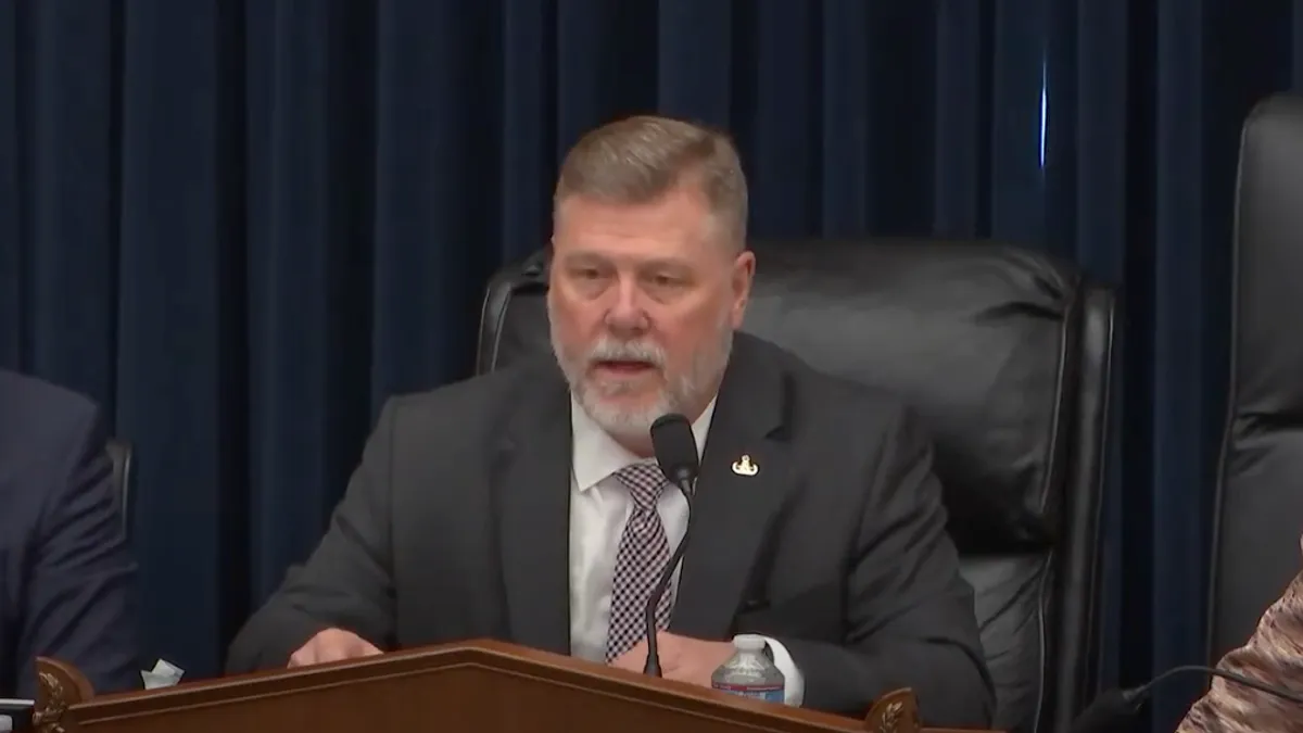 U.S. Rep. Rick Crawford making a statement at a Congressional subcommittee hearing.