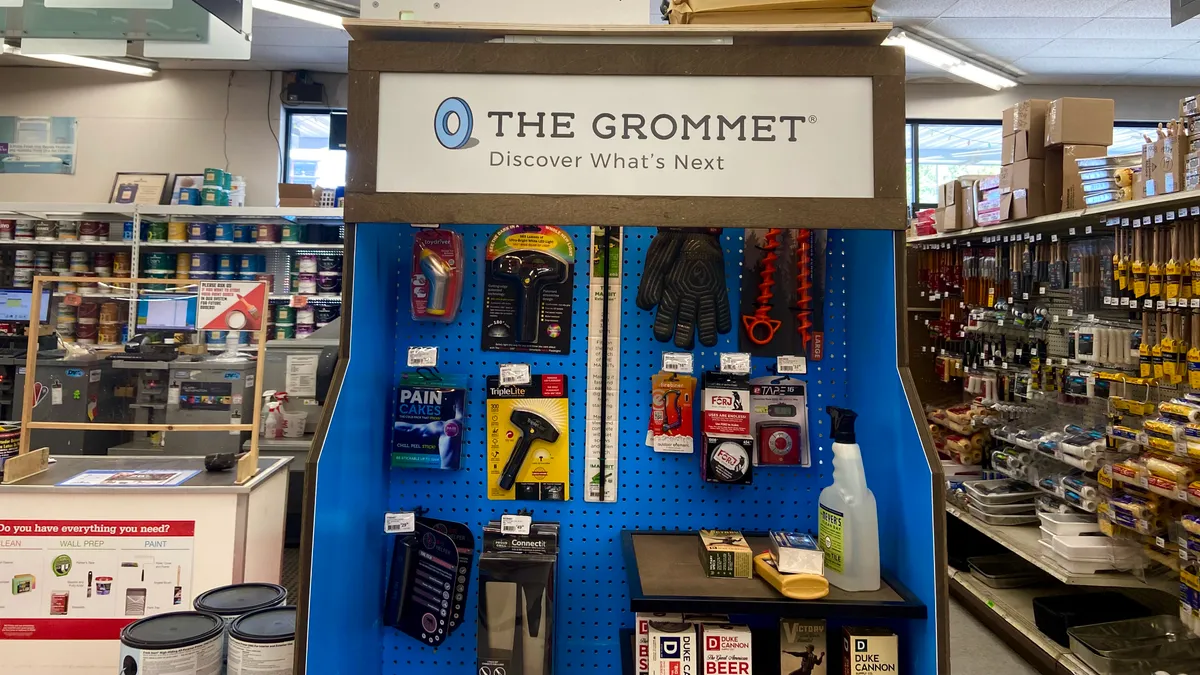 A display for The Grommet at an Ace Hardware store.