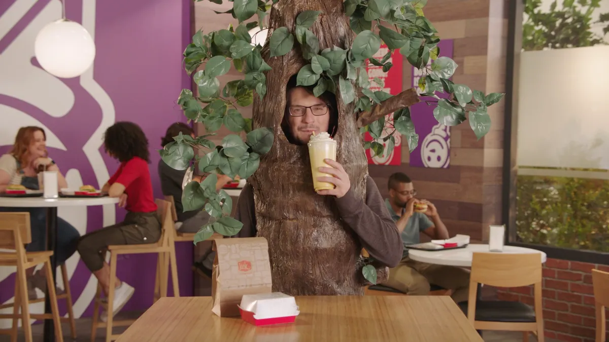 Jack in the Box "Jack Loves Trees" promotional still retrieved by Marketing Dive on April 18, 2022