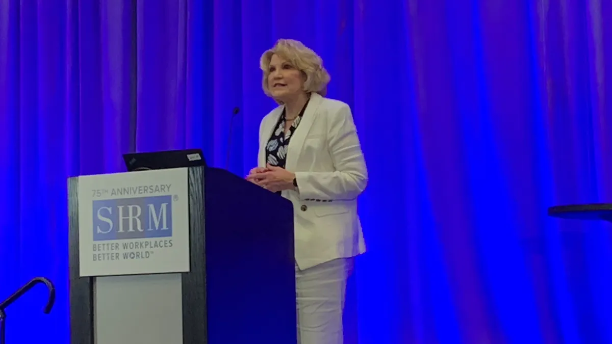 Kelly Dobbs Bunting, a shareholder at Greenberg Traurig LLP,  presents during the Society for Human Resources Management annual conference in Las Vegas.