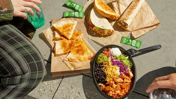 An image of various chicken cantina items offered by Taco Bell