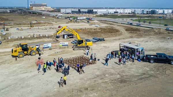 An aerial view of a recycling facility construction site