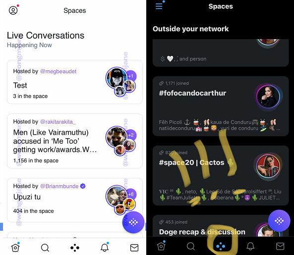 Twitter Spaces tab
