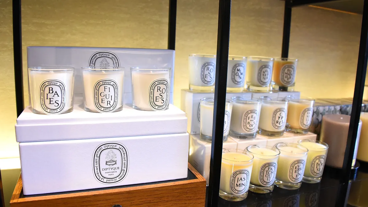 A display of Diptyque candles