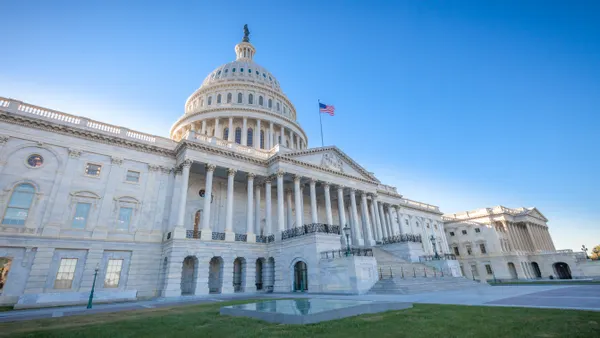 The East facade of the Capitol Building in Washington DC.