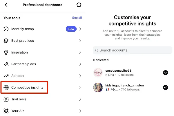 Instagram competitor insights