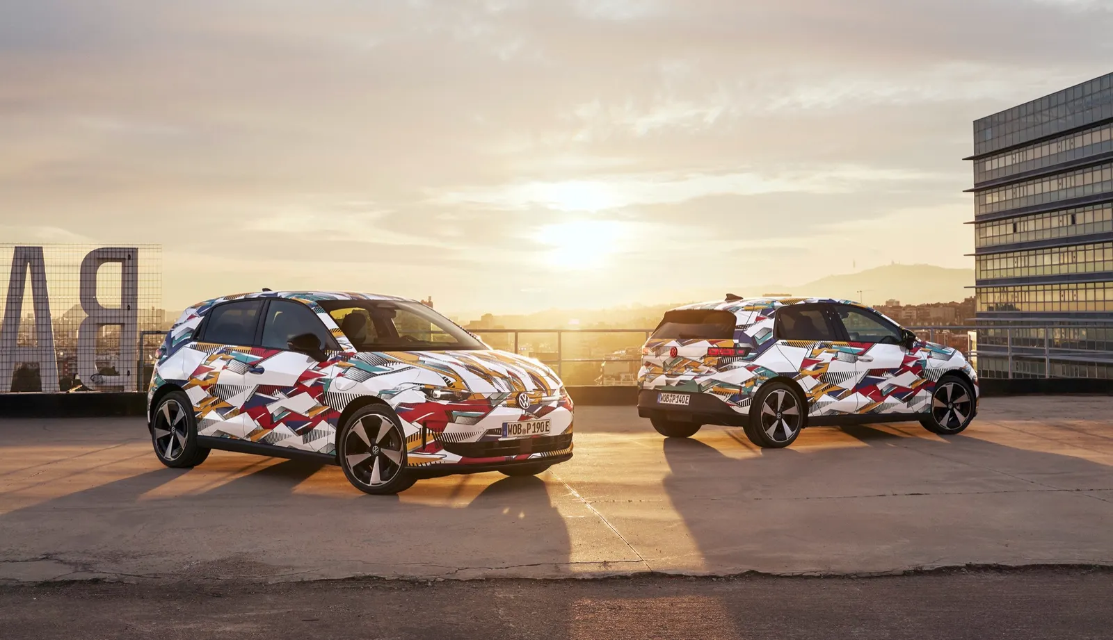 VW ID. Polo near-production concepts, on a rooftop, showing the front and rear design.