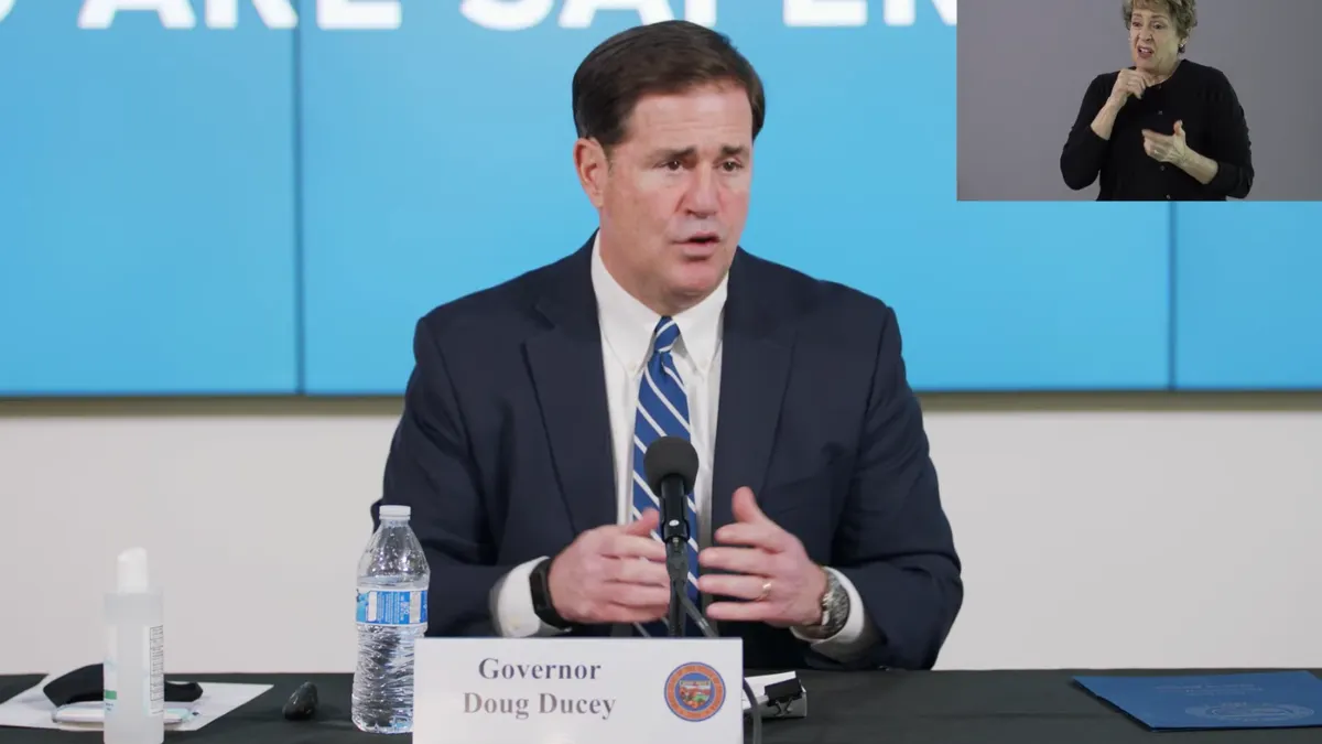 Arizona governor Doug Ducey speaks at press conference July 16, 2020