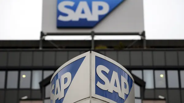 Signage at the headquarters of SAP, Germany's largest software company on January 8, 2013 in Walldorf, Germany