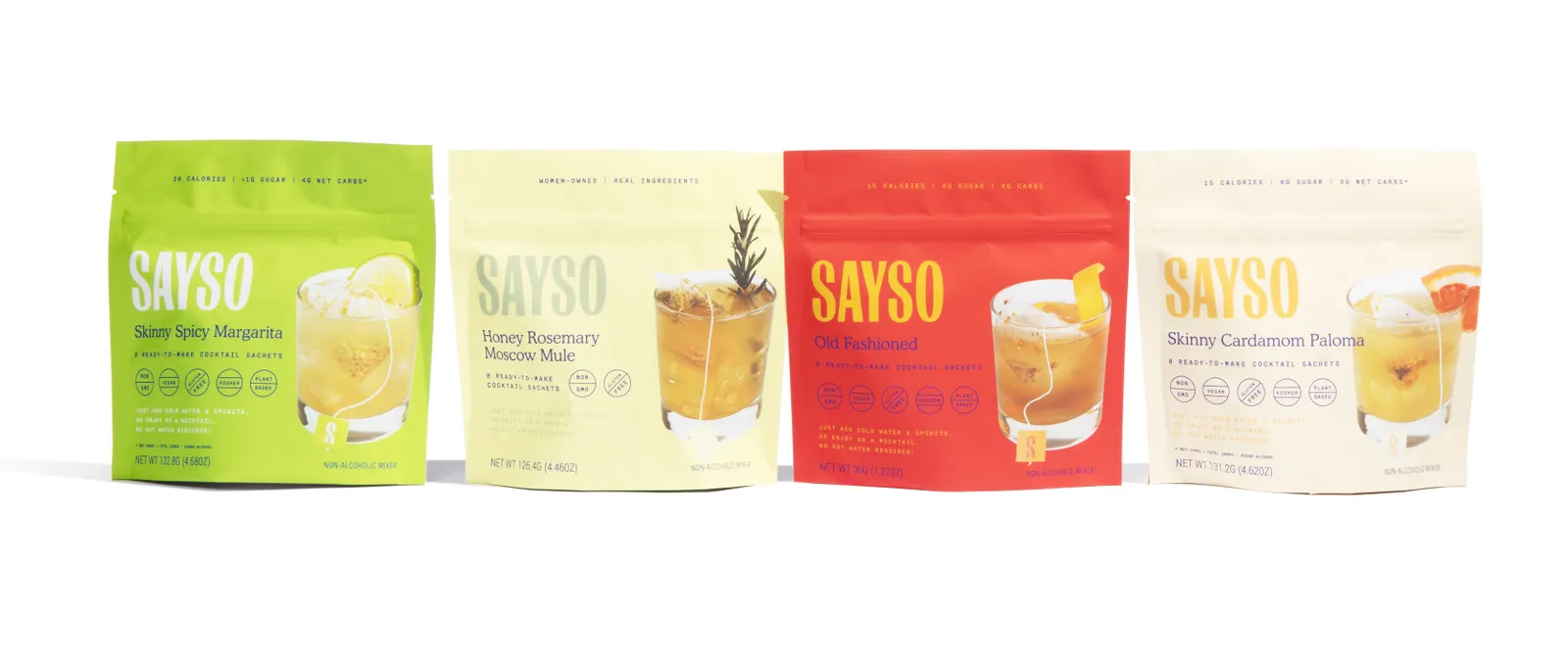 Sayso cocktail bags in new packaging