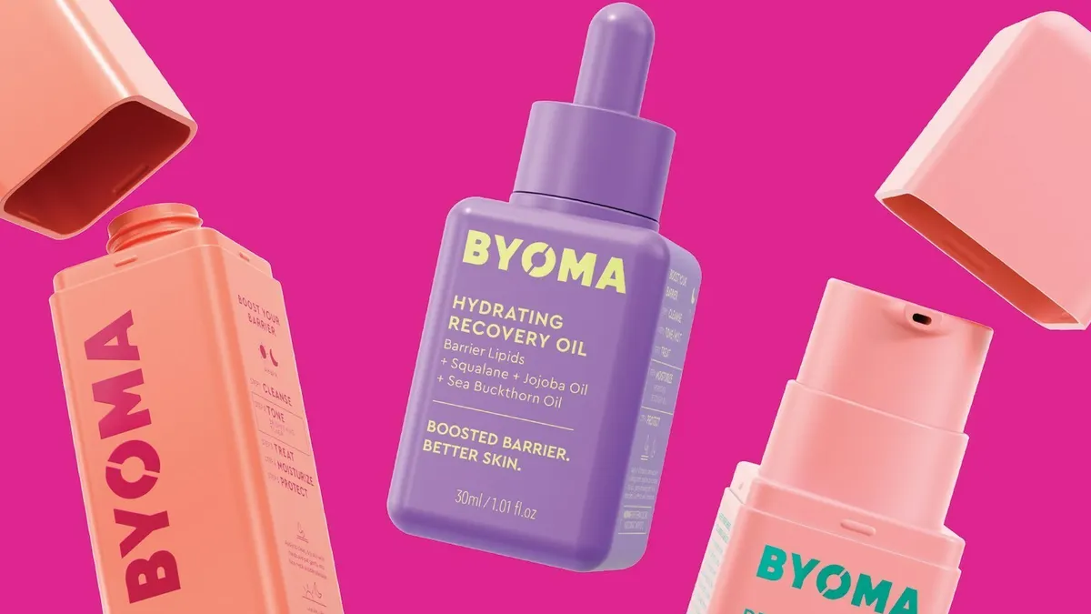 An assortment of Byoma's toner, oil and eye gel products.