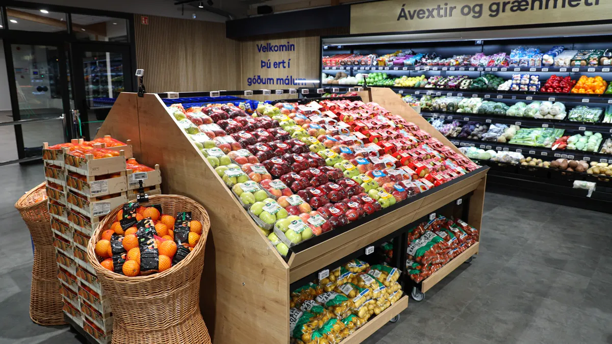 Interior of a grocery store.