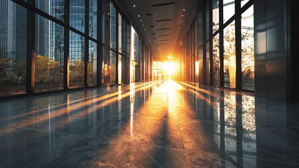 Light shinning through a glass paned walkway