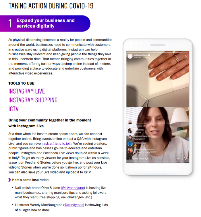 Instagram COVID-19 guide
