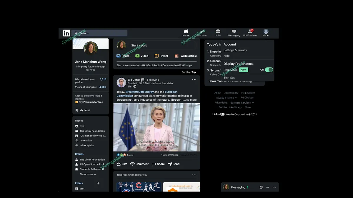 LinkedIn Dark Mode