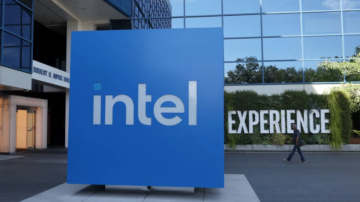 Intel signage outside a corporate building