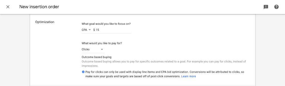 Google outcome bidding