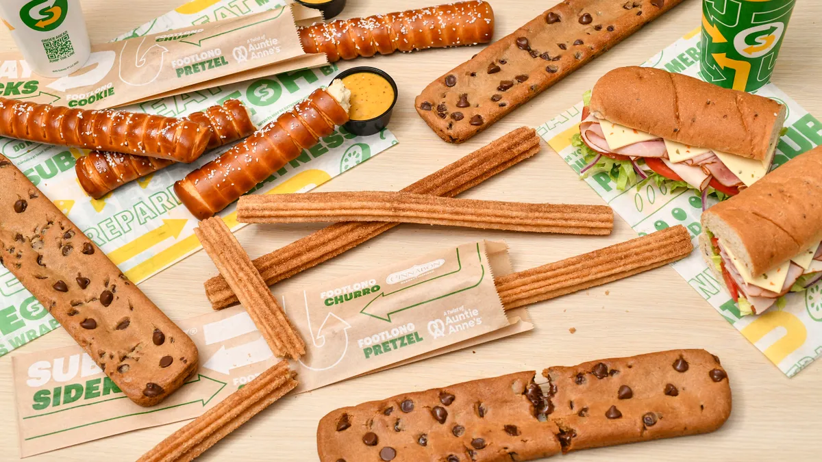 An image of Subway's footlong cookies, pretzels and churros