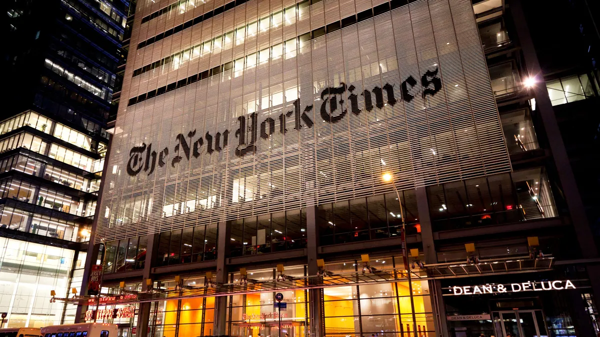 Headquarters of The New York Times in night on July 11, 2016