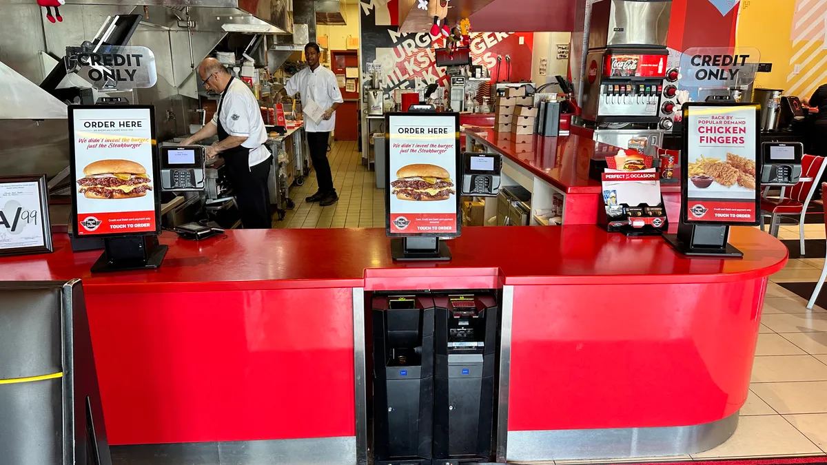 Kiosks with biometric cameras at Steak n Shake