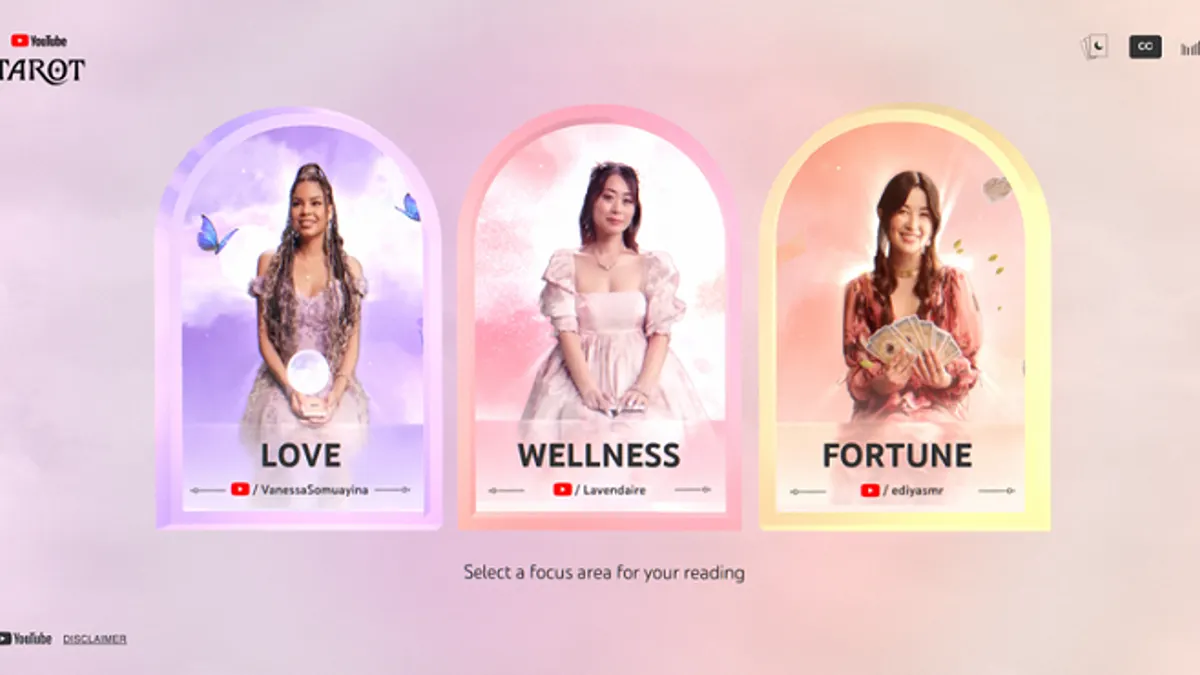 YouTube tarot card experience