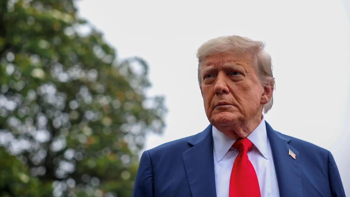 President Donald Trump stands outside the White House on June 15, 2025, in Washington, D.C.