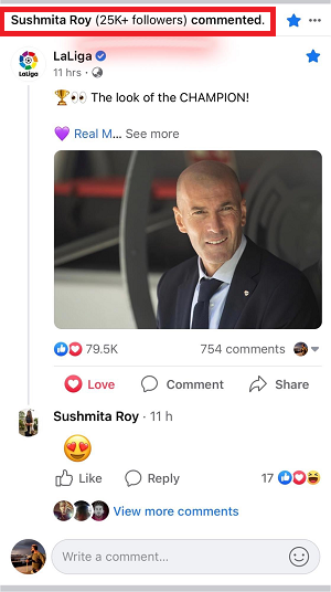 Facebook comment alert