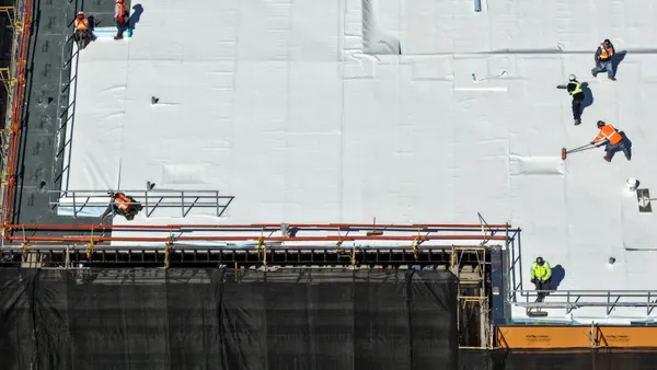 workers during construction of a new building on March 6, 2026, in Pasadena, California