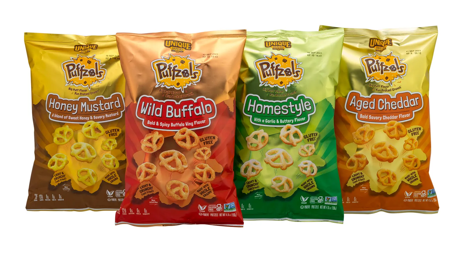 Unique Snacks, pretzel, puffs