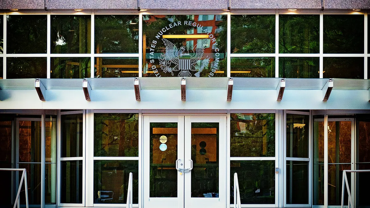 The front doors to the Nuclear Regulatory Commission.
