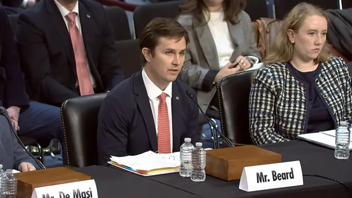 Standard Bots CEO Evan Beard testifying at a U.S. Congress Joint Economic Committee hearing on November 18.