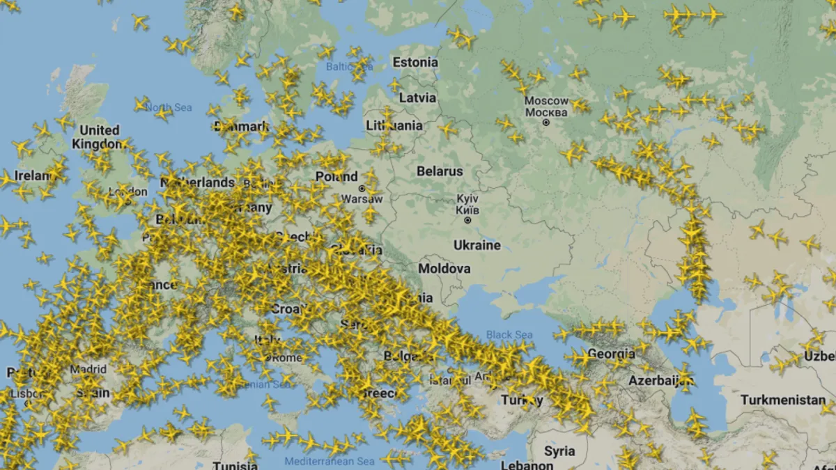 Aircraft avoid airspace in Russia and Ukraine on Friday, March 4.