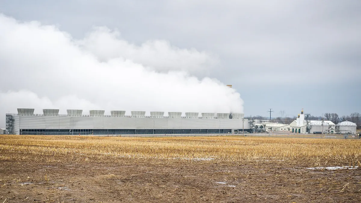 Steam rises from a power plant.