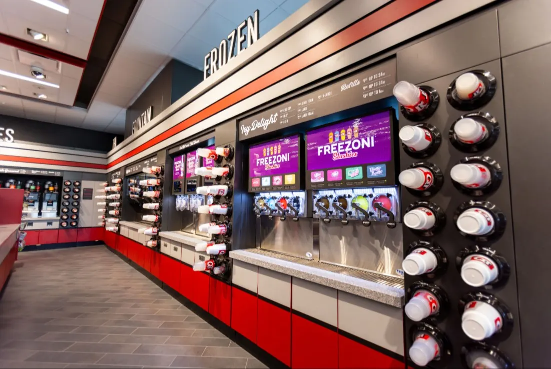 QuikTrip's frozen beverage section inside its Gen 4 store