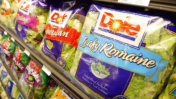 Dole Pre-Packaged salad sits on the shelf at a Bell Market grocery store June 19, 2003, in San Francisco, California.