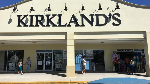 A beige Kirkland's storefront.