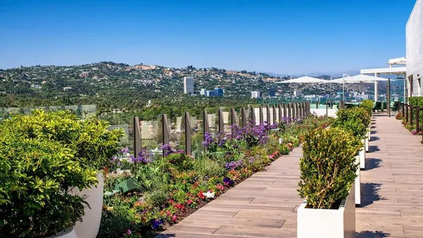 The rooftop at Waldorf Astoria Beverly Hills, which is landscaped using recycled water from Epic Cleantec's technology.