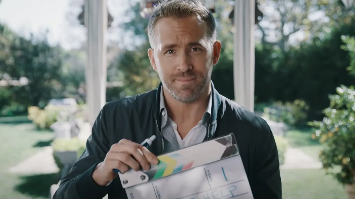 Ryan Reynolds in a 2018 ad for Aviation Gin. The image was retrieved from its video on April 27, 2021.