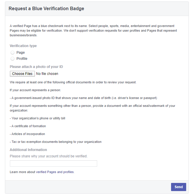 Facebook verification