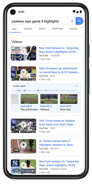 Google video section indexing