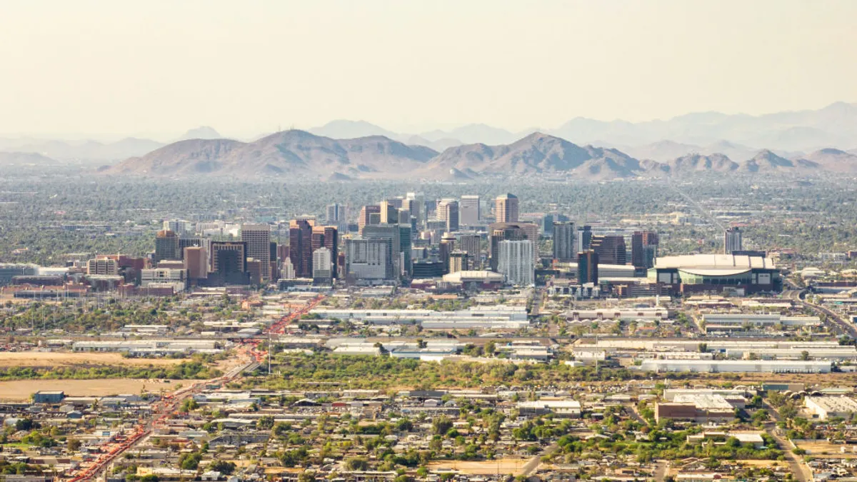 Aerial view of downtown phoenix, arizona.