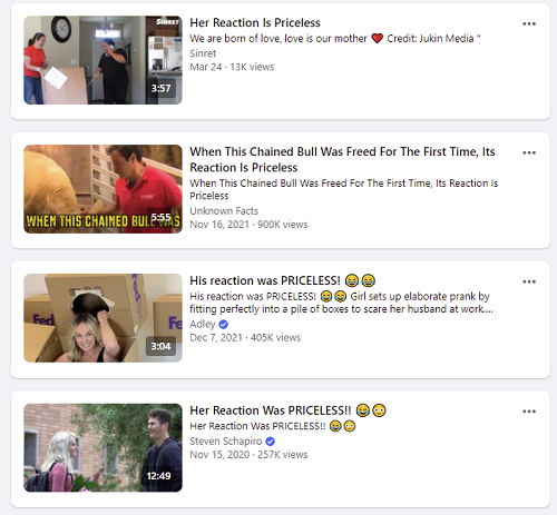 Facebook video examples