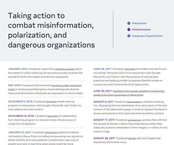 Facebook misinformation efforts