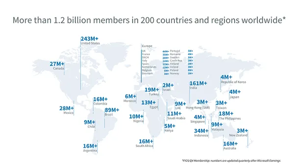 LinkedIn member map - August 2025
